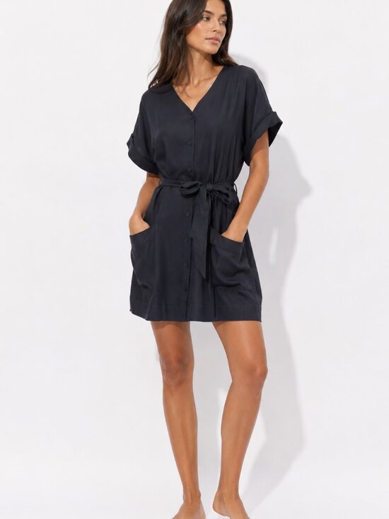 Frank & Oak Dresses & Skirts - FRANK AND OAK BLACK BELTED MINI SHIRT DRESS 2510240 - XS